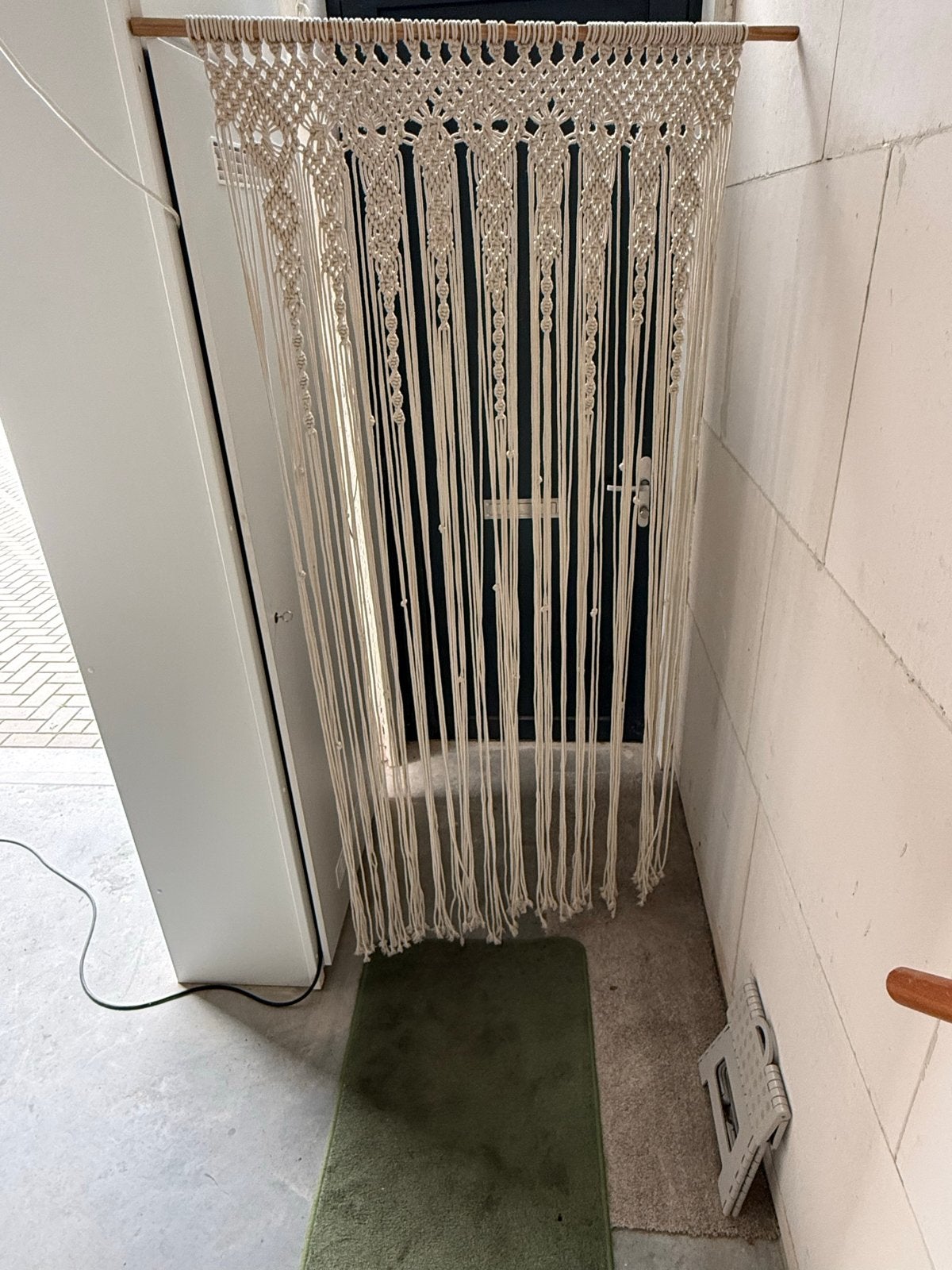 Macramé gordijn, Ophalen of Verzenden, Zo goed als nieuw, Gordijn, Crème