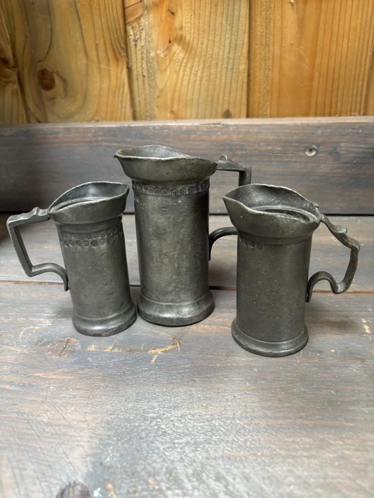 Antieke maatbekers 3stuks, Antiek en Kunst, Antiek | Tin, Ophalen