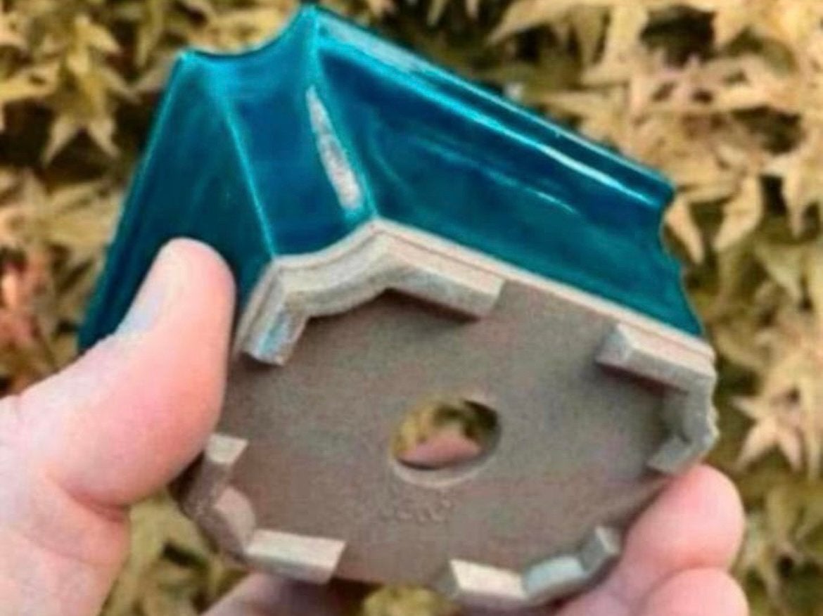 Bonsai schaal blauw geglazuurd gemerkt Japans 11,3x9,3x5,1, Ophalen of Verzenden, Zo goed als nieuw, Aardewerk, Rechthoekig