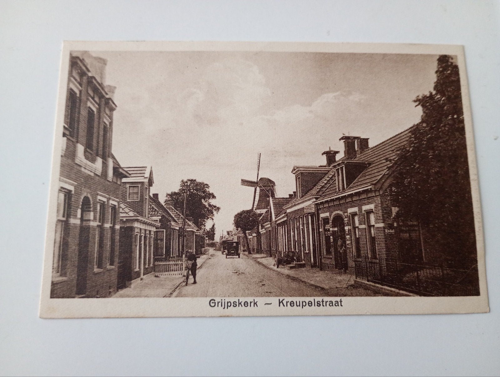 Grijpskerk Kreupelstraat met Molen, Verzamelen, Ophalen of Verzenden, 1920 tot 1940, Ongelopen, Groningen