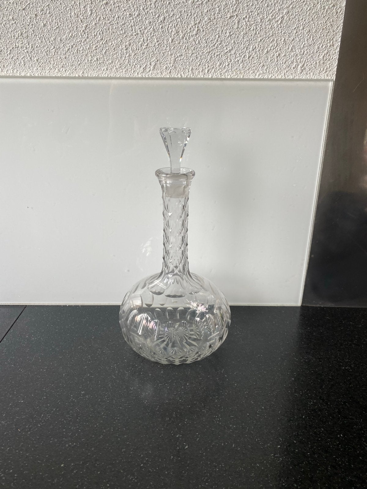 Antieke kristallen karaf met stop, Antiek en Kunst, Antiek | Glas en Kristal, Ophalen of Verzenden