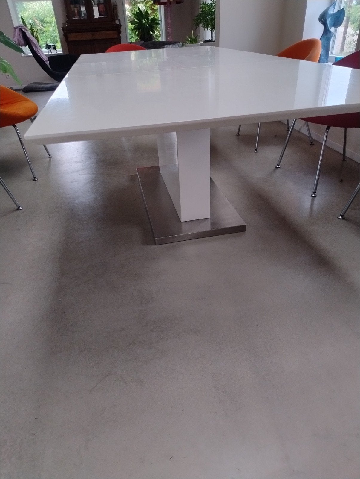 Verstelbare eettafel 240/180 x 105 cm met kolompoot, Huis en Inrichting, Tafels | Eettafels, Ophalen, Gebruikt, 100 tot 150 cm