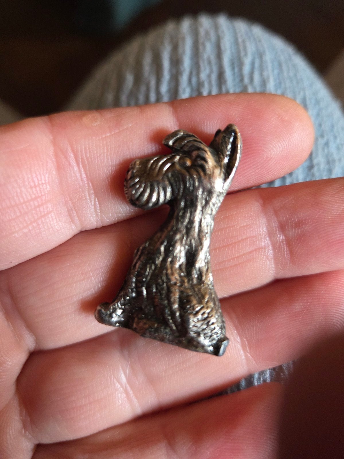 Vintage Schotse Terriër Beeldje - Metaal, Ophalen of Verzenden, Zo goed als nieuw, Hond of Kat, Beeldje of Figuurtje