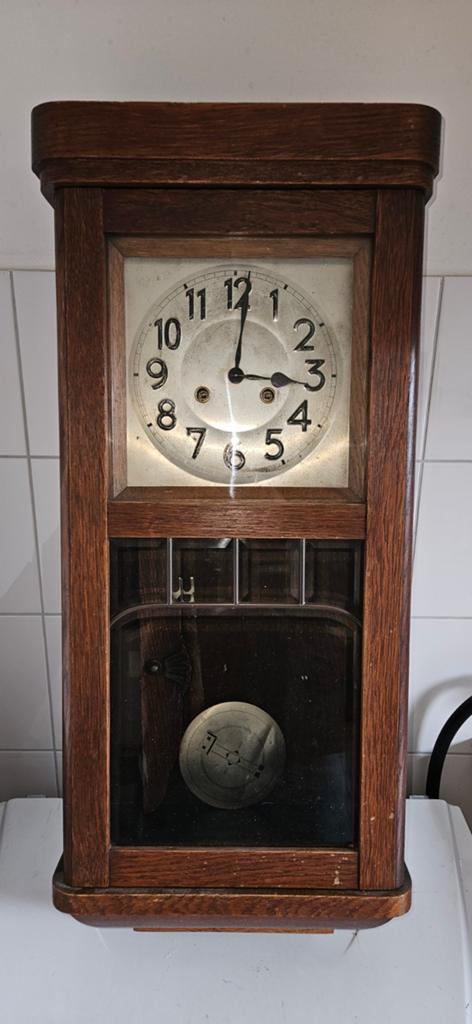 Antieke houten wandklok - Klassiek design, Ophalen