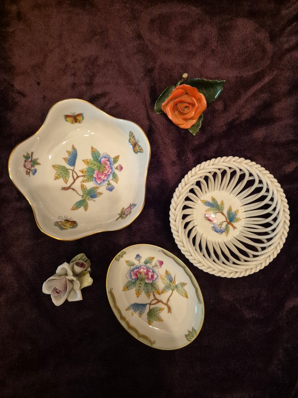 Herend Victoria schalen en decoratieve Rozen, Ophalen of Verzenden