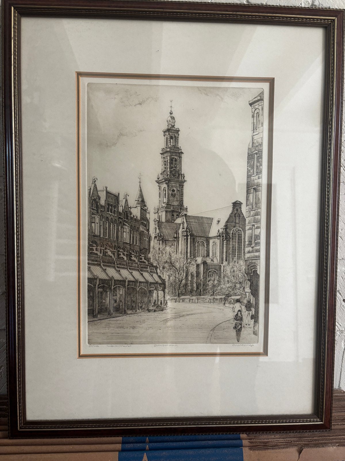 Ets van Wieringa ,  Amsterdam, de westertoren, Ophalen of Verzenden