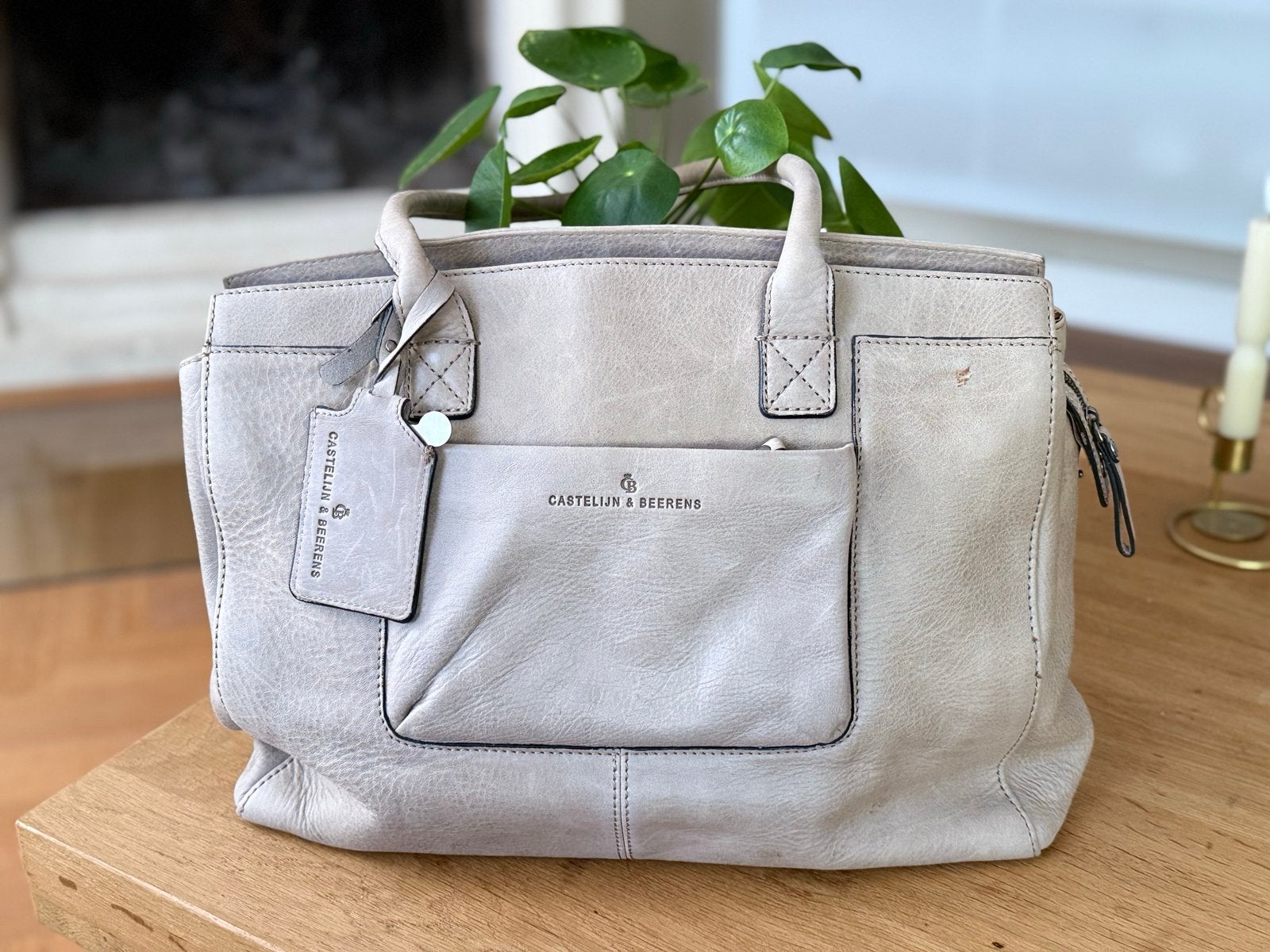 Castelijn & Beerens Leren Laptop tas Carisma- Beige, Ophalen of Verzenden, Gebruikt, Beige, Handtas