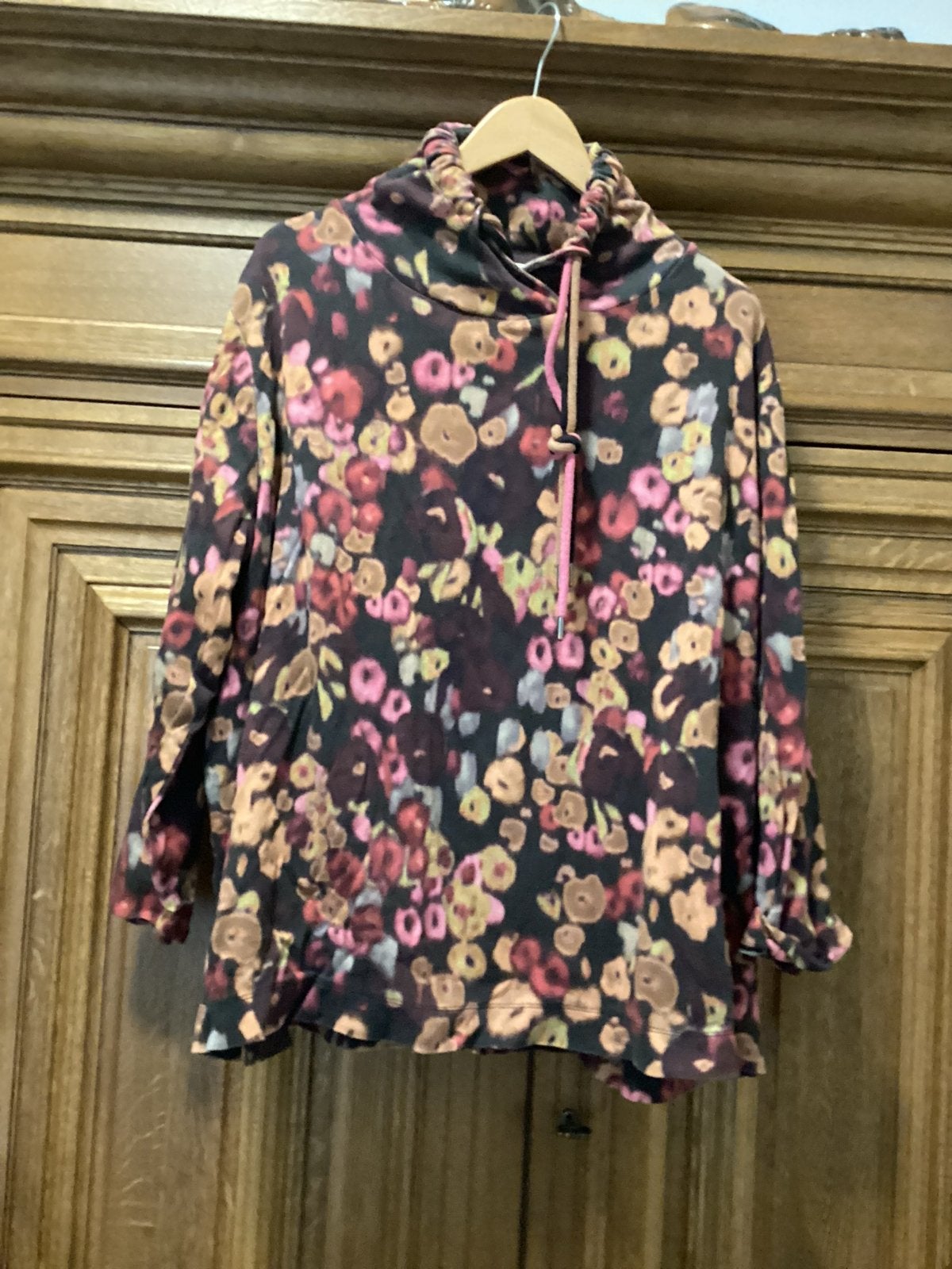 Frapp trui met bloemenprint en col maat 52, Maat 42/44 (L), Lange mouw, Gedragen, Meerkleurig