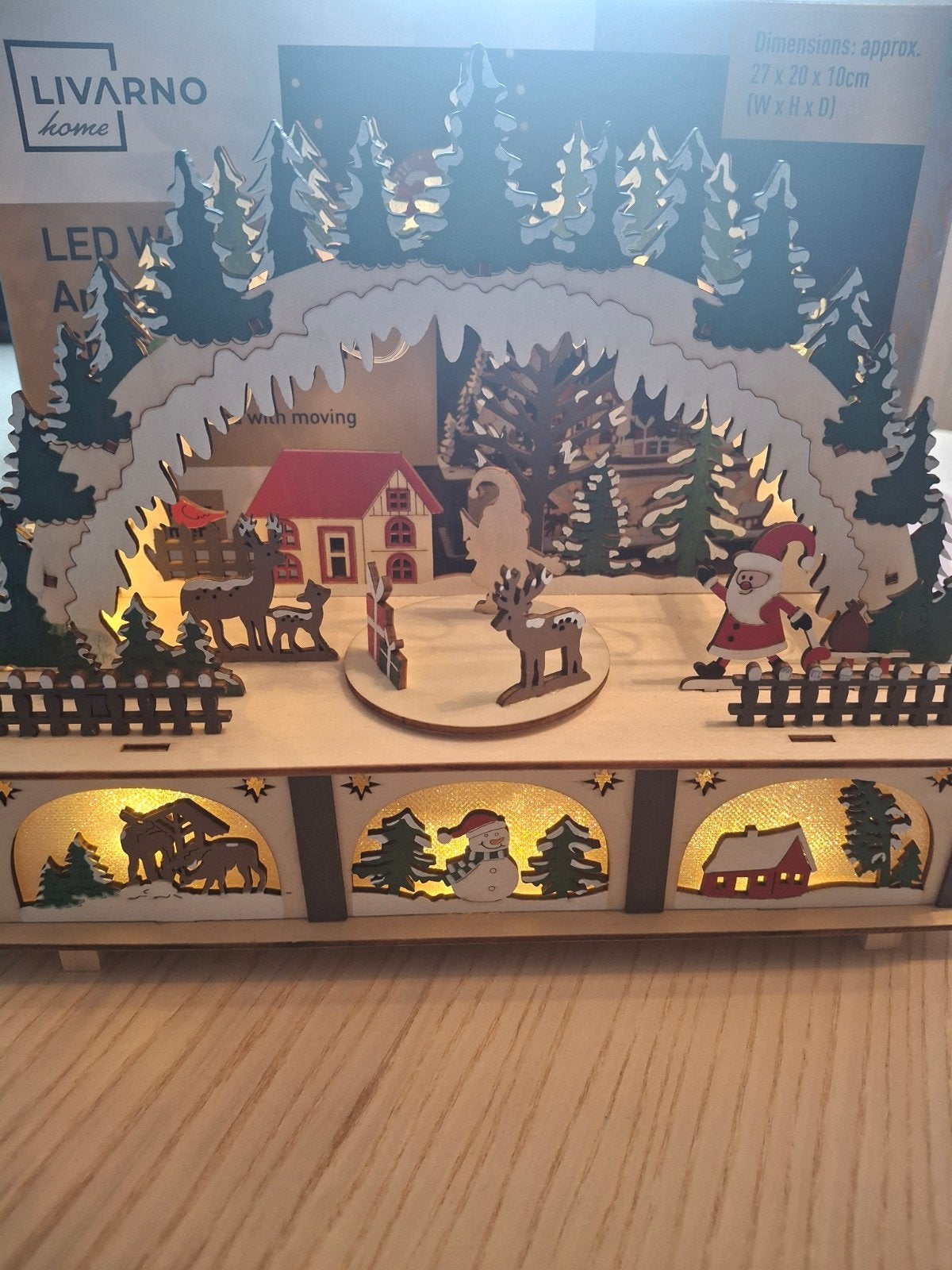 Houten kersttafereel met licht en beweging, Diversen, Kerst, Ophalen, Zo goed als nieuw