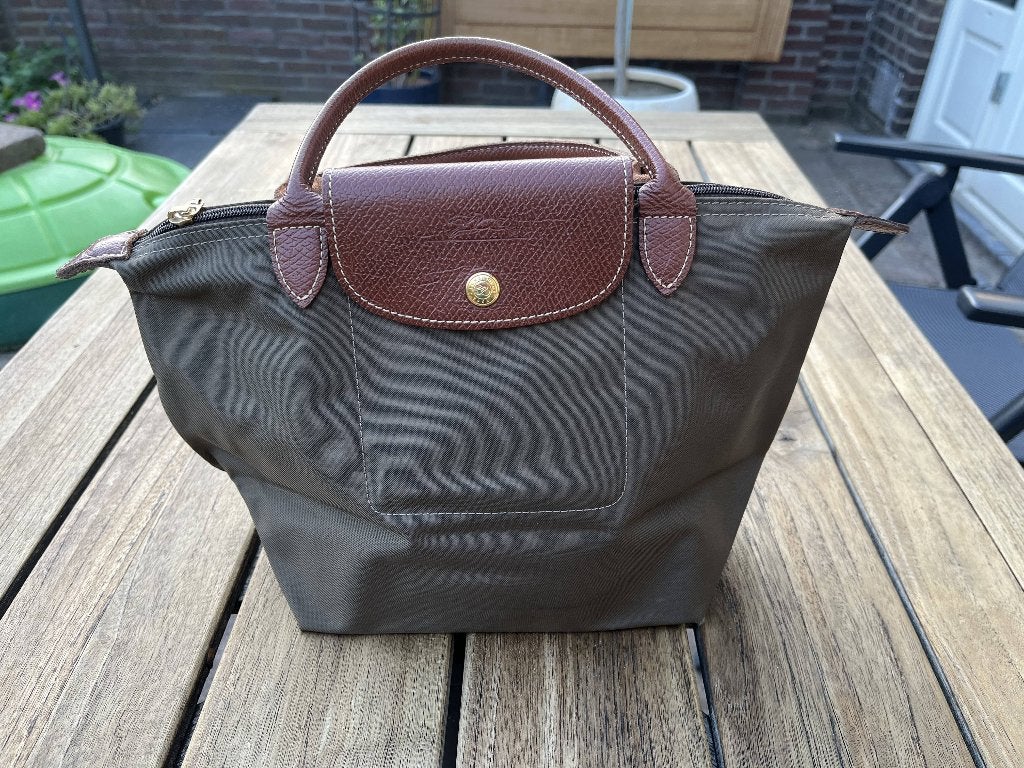longchamp le pilage S, zonder schouderriem, Ophalen of Verzenden, Zo goed als nieuw, Groen, Handtas