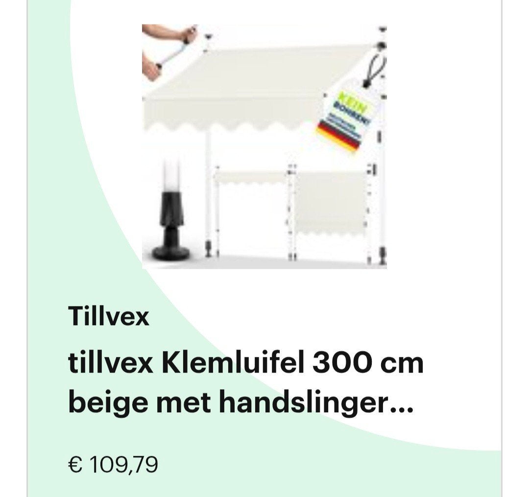 Klemluifel voor balkon., Ophalen, Zo goed als nieuw, Knikarmscherm