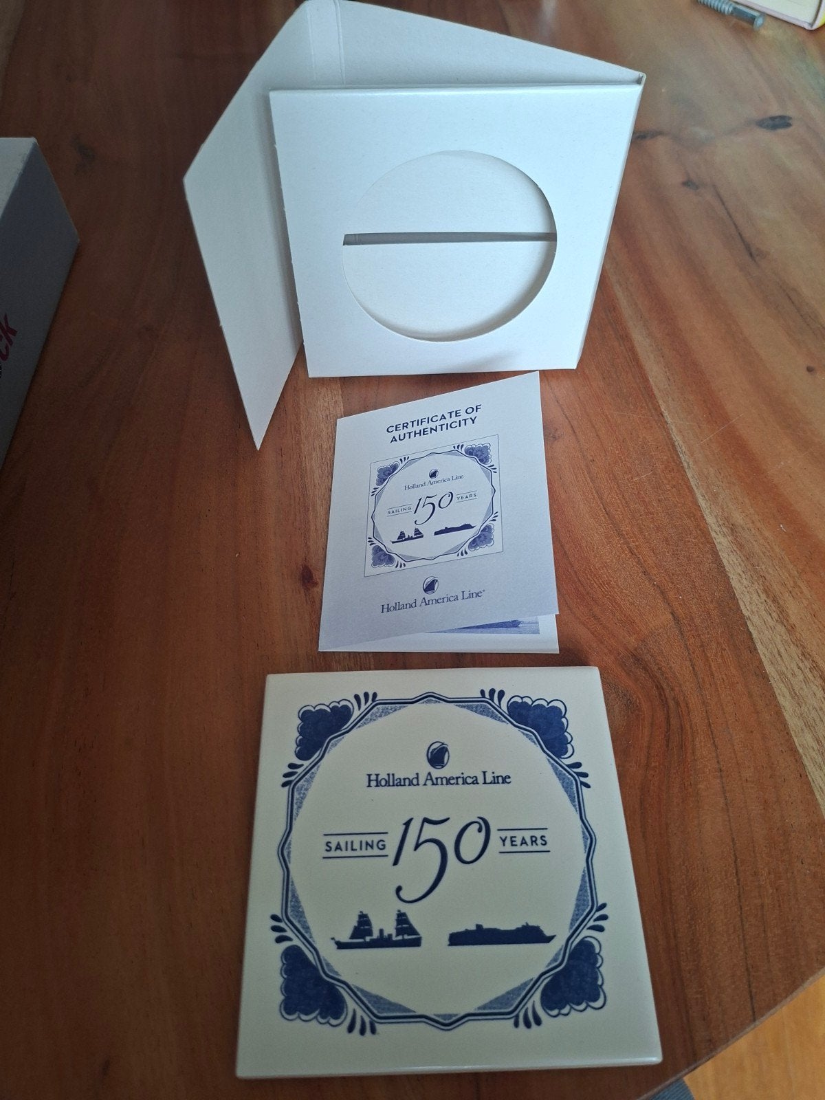 Holland America Line 150 Jaar Jubileum Tegel met Certificaat, Ophalen