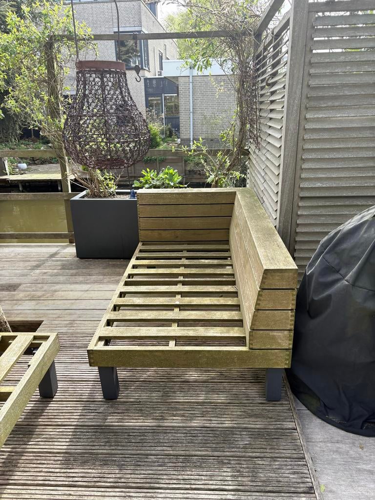 1 Lifestyle Seashore Teakhouten Loungebank met Kussens, Ophalen, Zo goed als nieuw, Teakhout