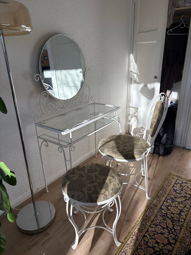 Brocante kaptafel, Huis en Inrichting, Tafels | Kaptafels, Ophalen, Gebruikt, Metaal of Aluminium, 100 tot 150 cm
