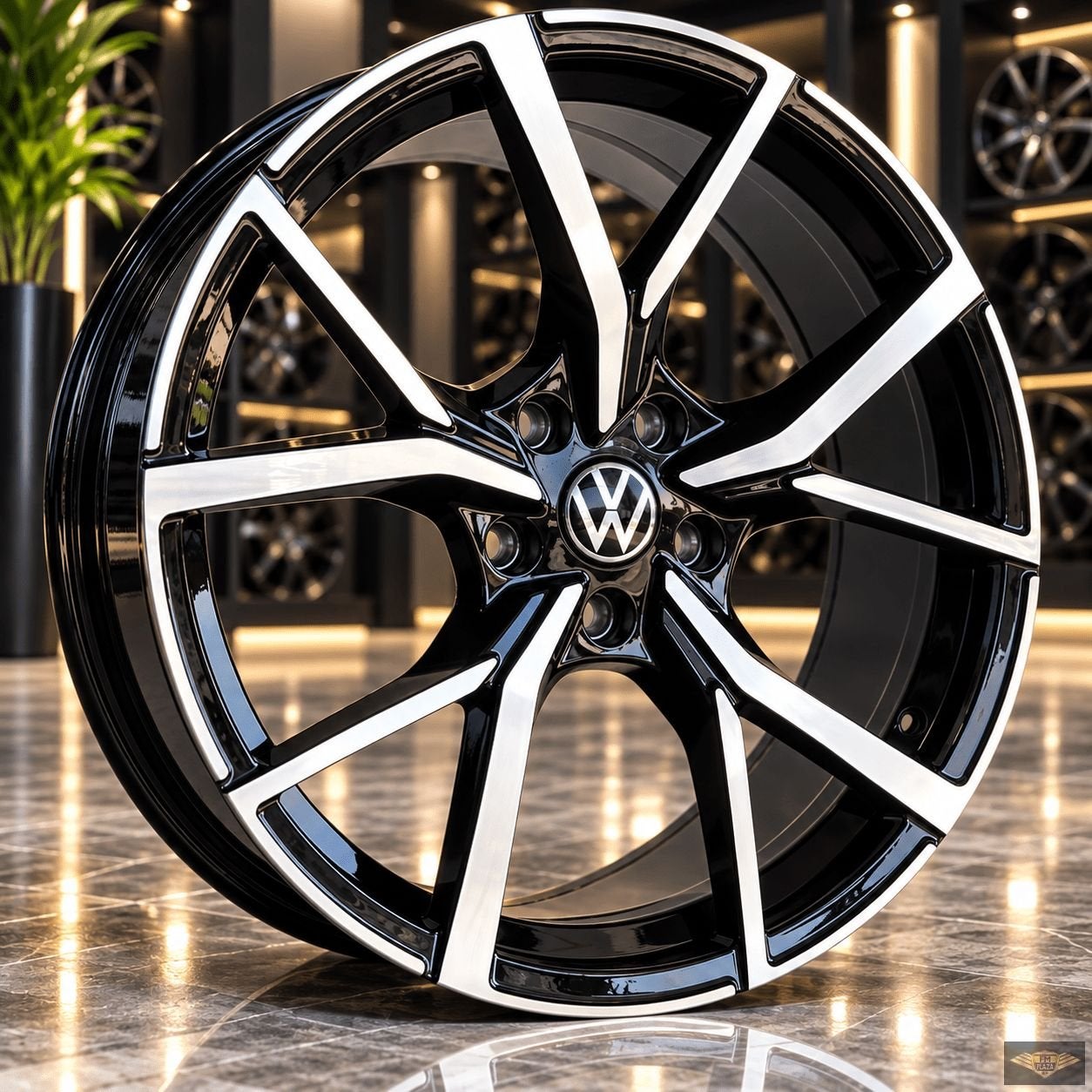 19 inch 5x112 VW Golf 8 (Estoril Look) Zwart/Gepolijst Velge, 19 inch, Velg(en), -, -
