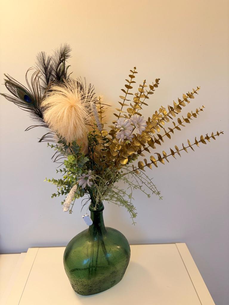 Mooie Intratuin vaas met bloemen, Ophalen, 50 tot 75 cm, Groen, Glas