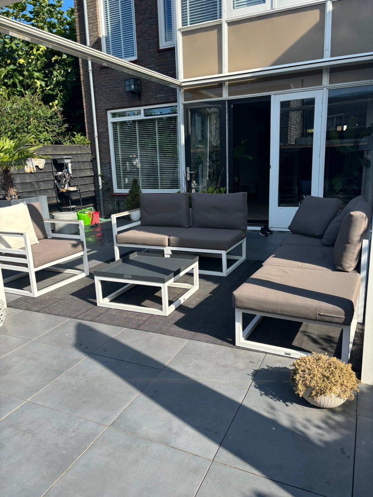 Complete loungeset Life, modulair, wit aluminium, Ophalen, 6 zitplaatsen, Aluminium, Zo goed als nieuw