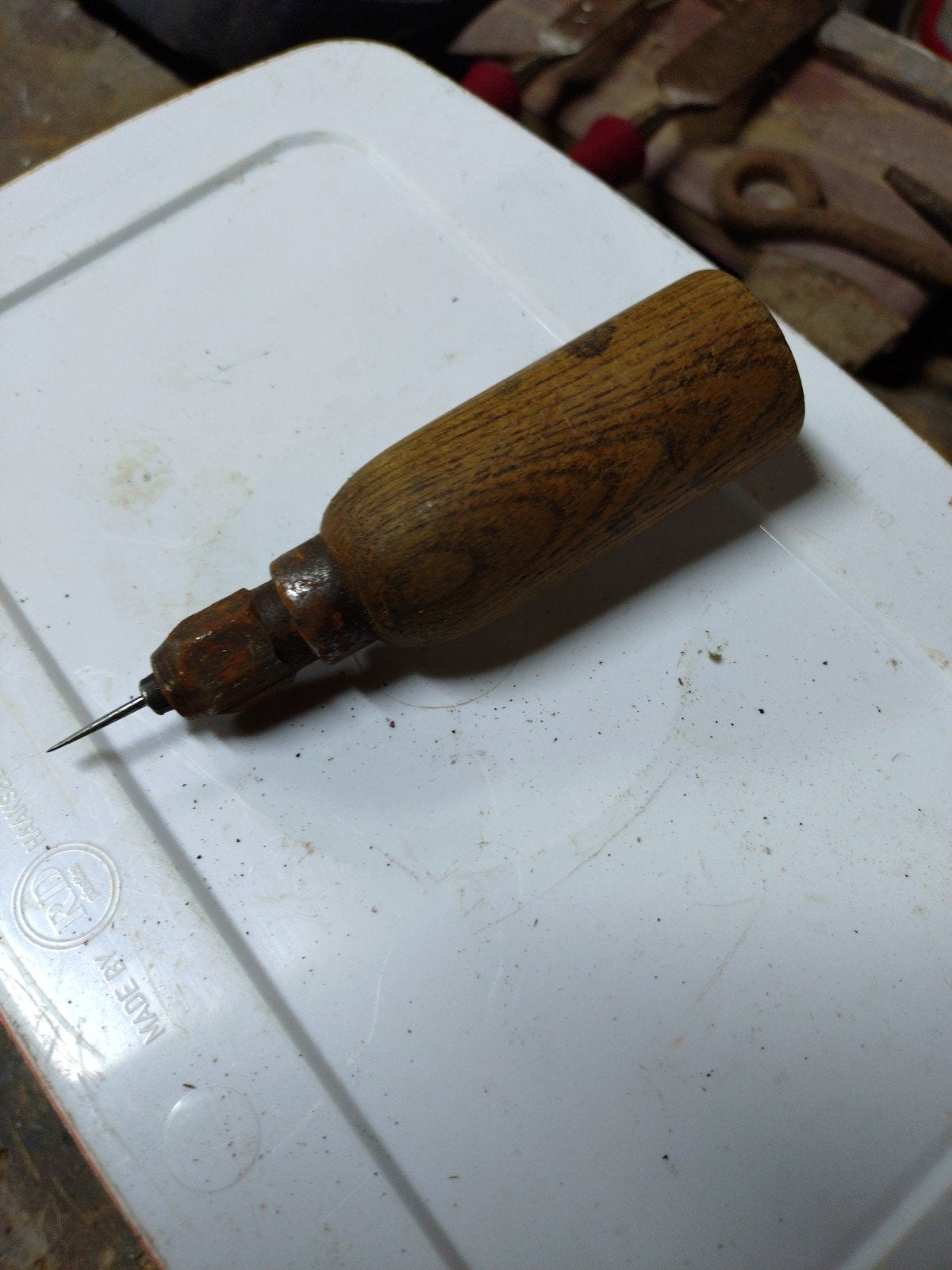 Oude priem met houten handvat, Ophalen of Verzenden
