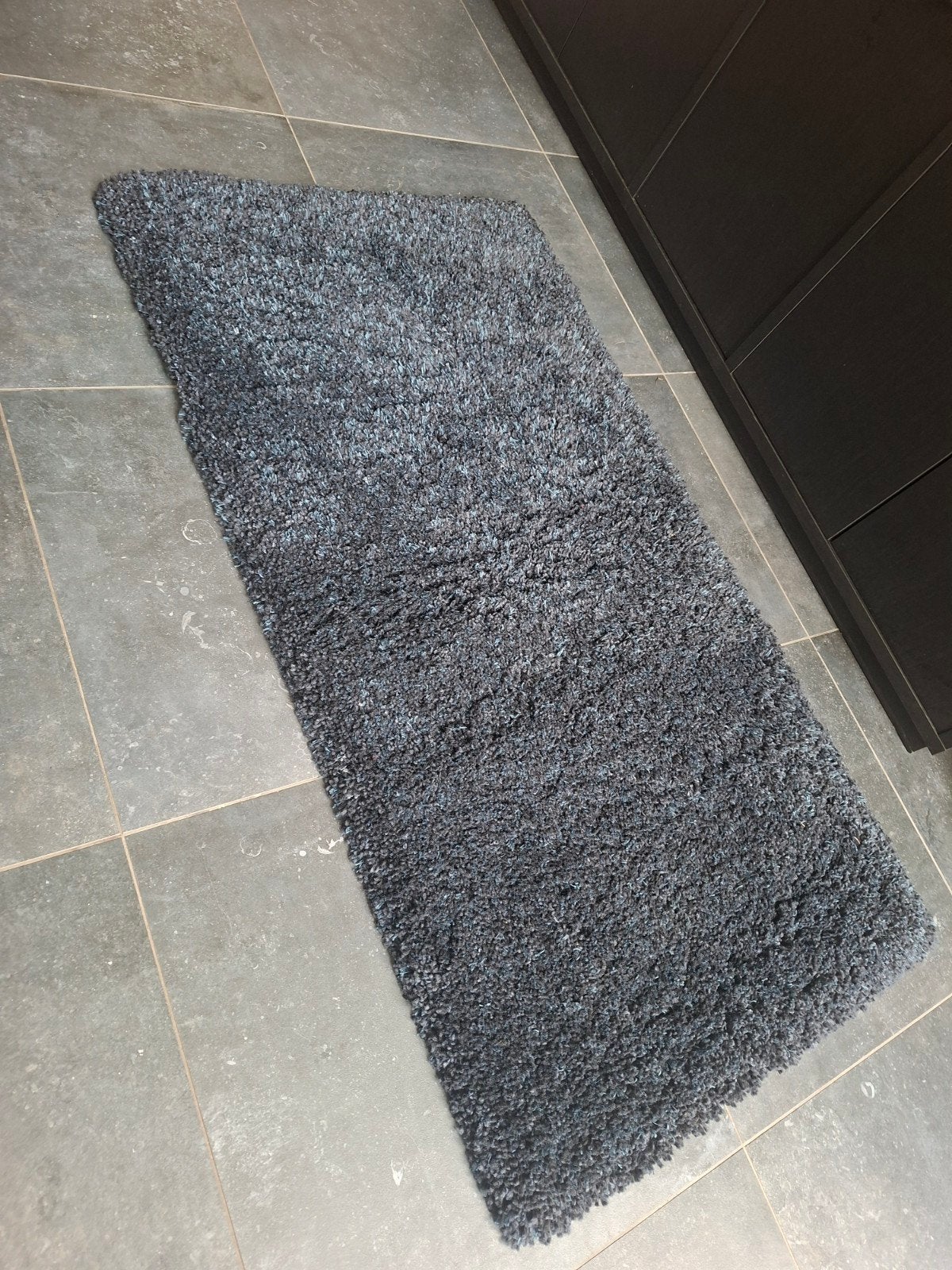 IKEA VOLLERSLEV Hoogpolig Vloerkleed - Donkerblauw 80x150cm, Ophalen, Hoogpolig, 100 tot 150 cm, Blauw