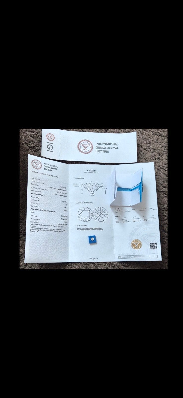IGI Gecertificeerde Lab-Grown Diamant 1.04 Karaat, Ophalen, Nieuw