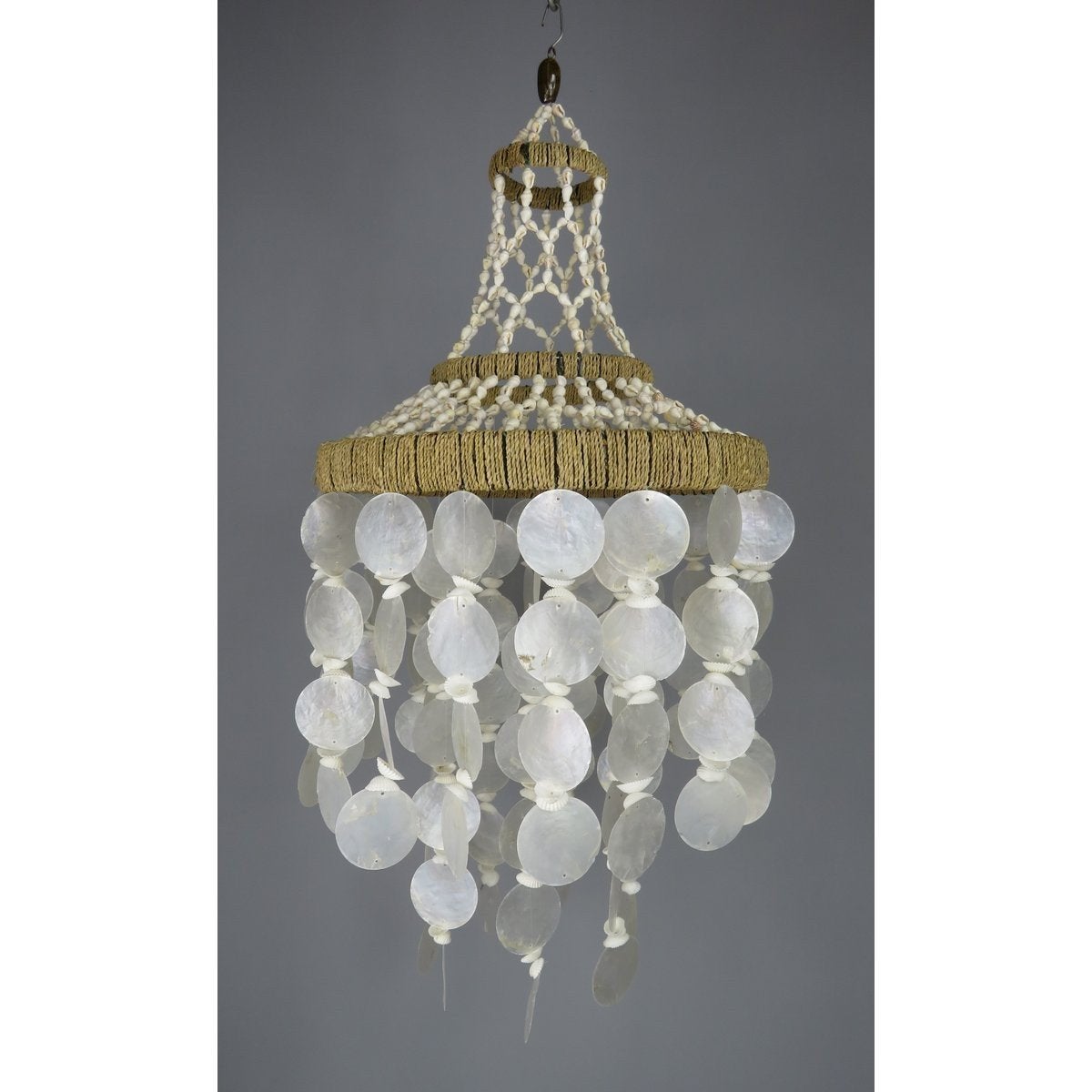 Unieke schelpen hanglamp - Handgemaakt en sfeervol, Hanglamp, Natuurlijk materiaal, Wit, Rond