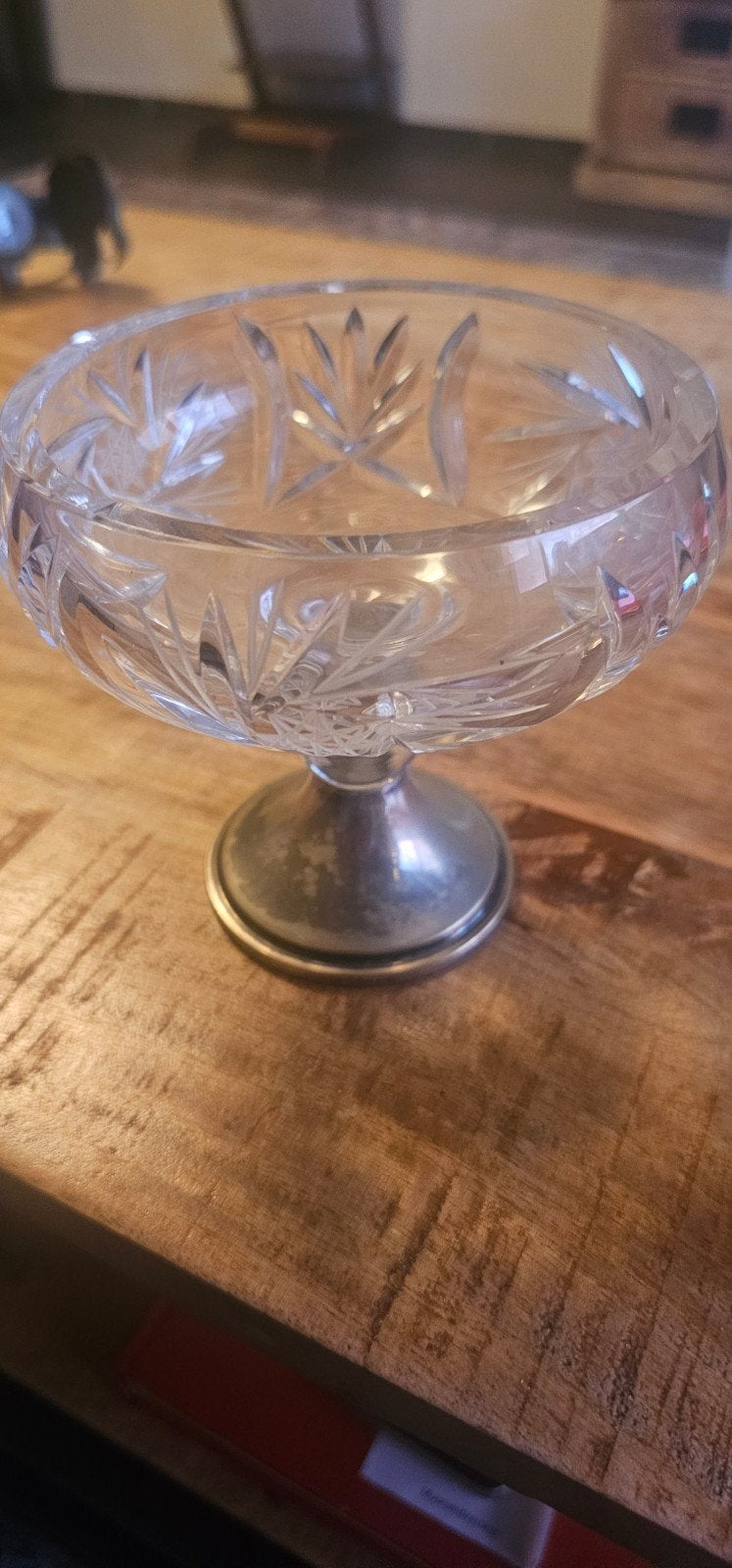Vintage Kristallen Kom met Zilveren Voet, Antiek en Kunst, Ophalen of Verzenden