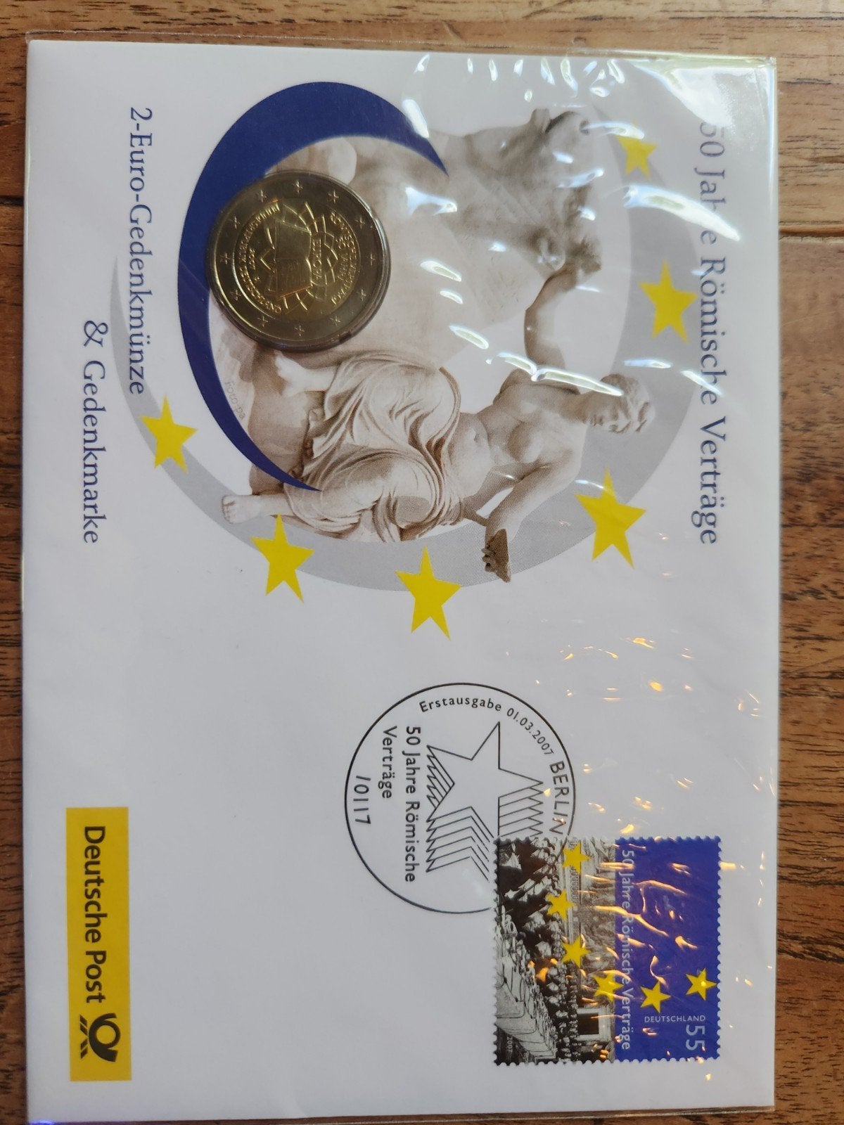 2-Euro-Gedenkmünze & Gedenkmarke - 50 jaar Romeinse Verdrage, Ophalen of Verzenden, Boek of Naslagwerk