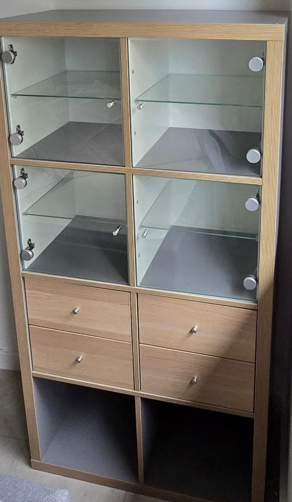 Ikea Kallax glazen deurtjes en lades - Gratis kast, Huis en Inrichting, Kasten | Boekenkasten, Ophalen, Gebruikt, 50 tot 100 cm