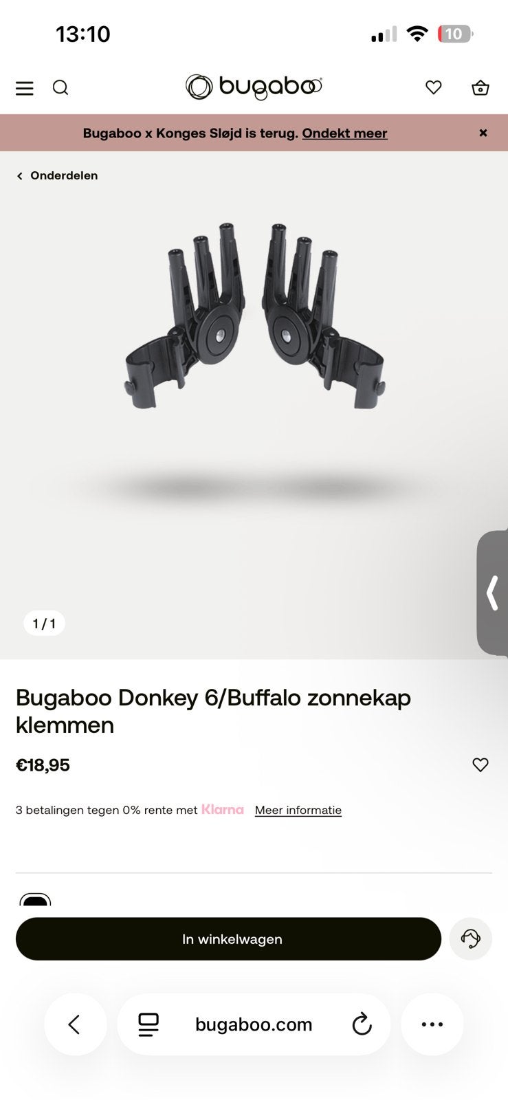 Gezocht; bugaboo donkey 2 zonnekap klemmen, Ophalen of Verzenden, Zo goed als nieuw, Bugaboo