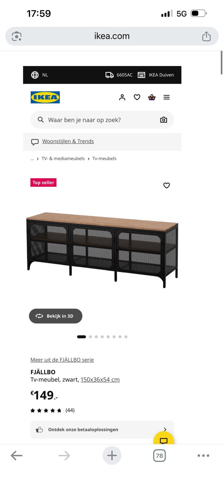 Fjällbo tv meubel en salontafel ikea, Huis en Inrichting, Tafels | Salontafels, Ophalen of Verzenden, Zo goed als nieuw, Rechthoekig