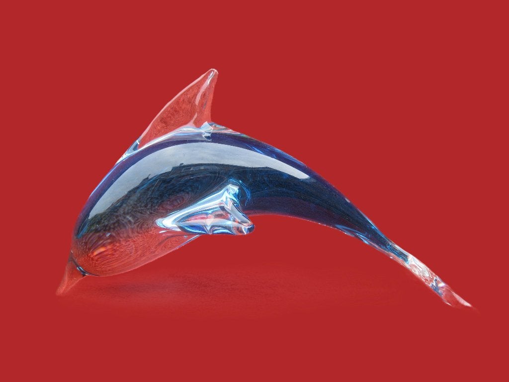 Grote Murano blauwe dolfijn, Antiek en Kunst, Ophalen