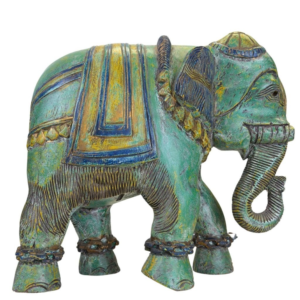 Houten olifant – Indiaas – Rajasthan, Antiek en Kunst, India, Ophalen of Verzenden, Beeld, Hout