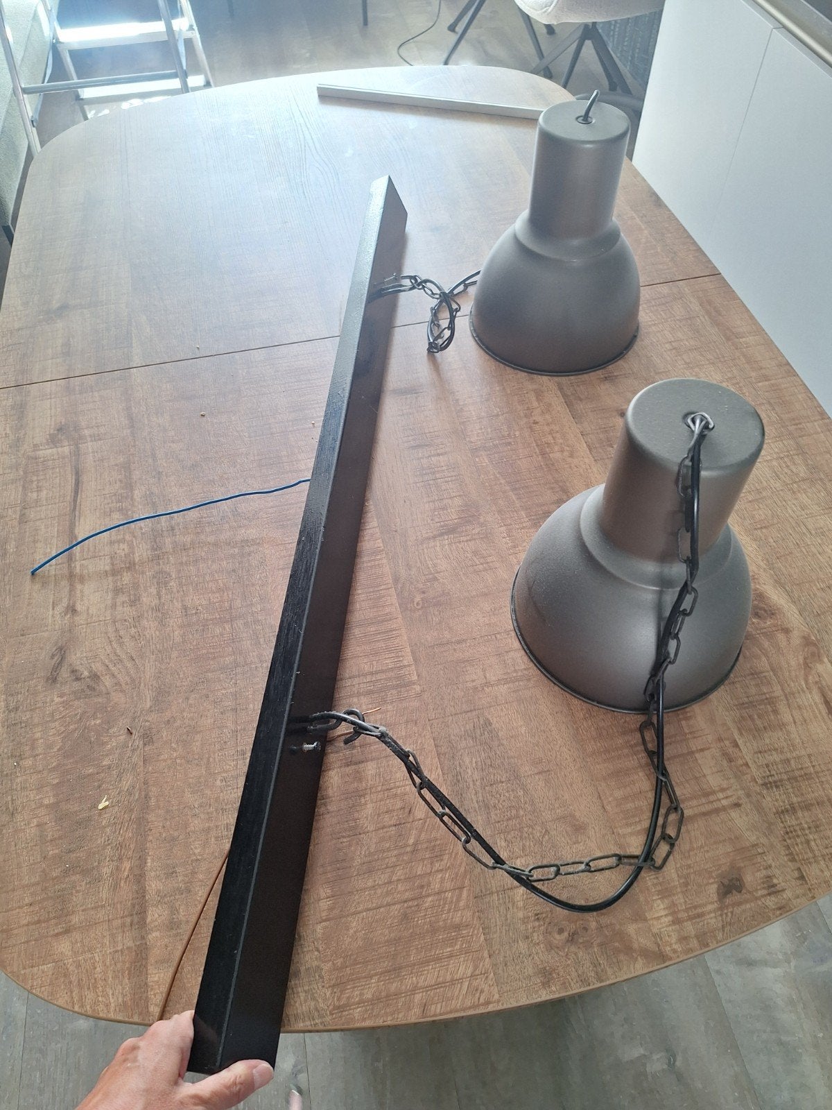 2 IKEA hanglampen, bruin, Ophalen of Verzenden, Gebruikt, Hout, Industrieel, Modern, Landelijk
