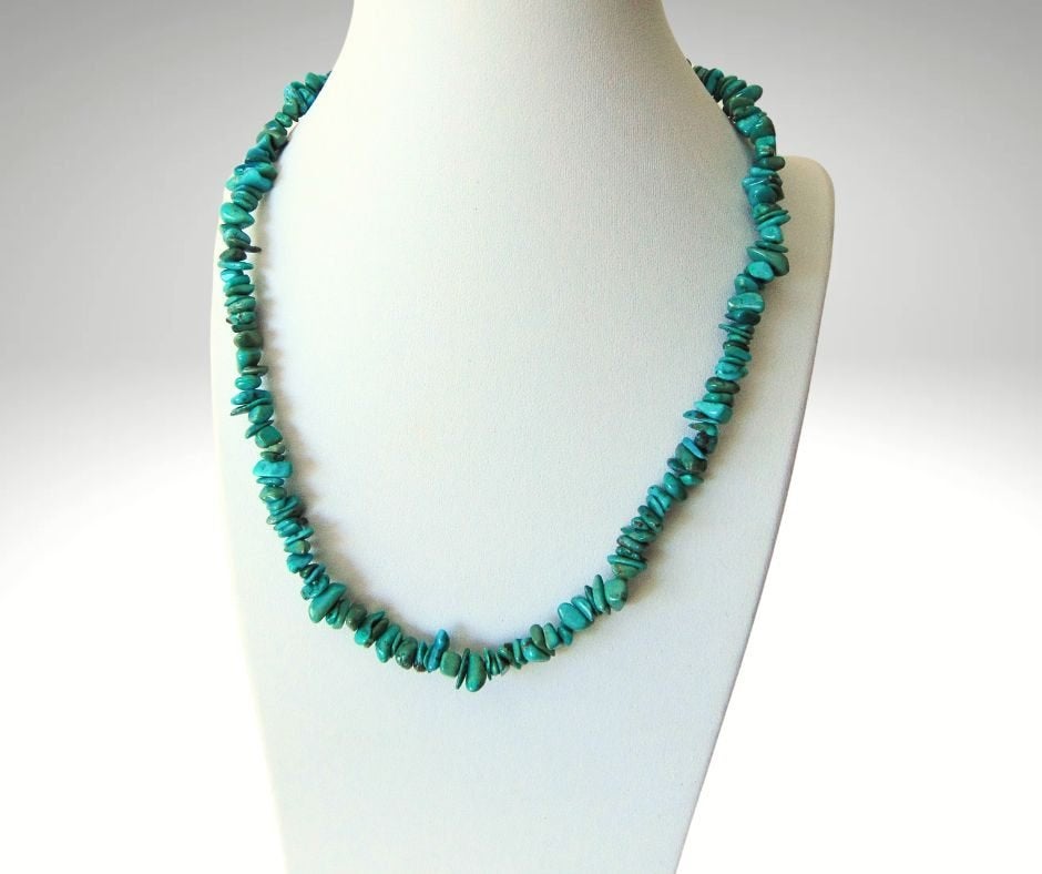 NAVAJO turquoise nugget ketting!, Zo goed als nieuw, Met edelsteen, Verzenden, Blauw
