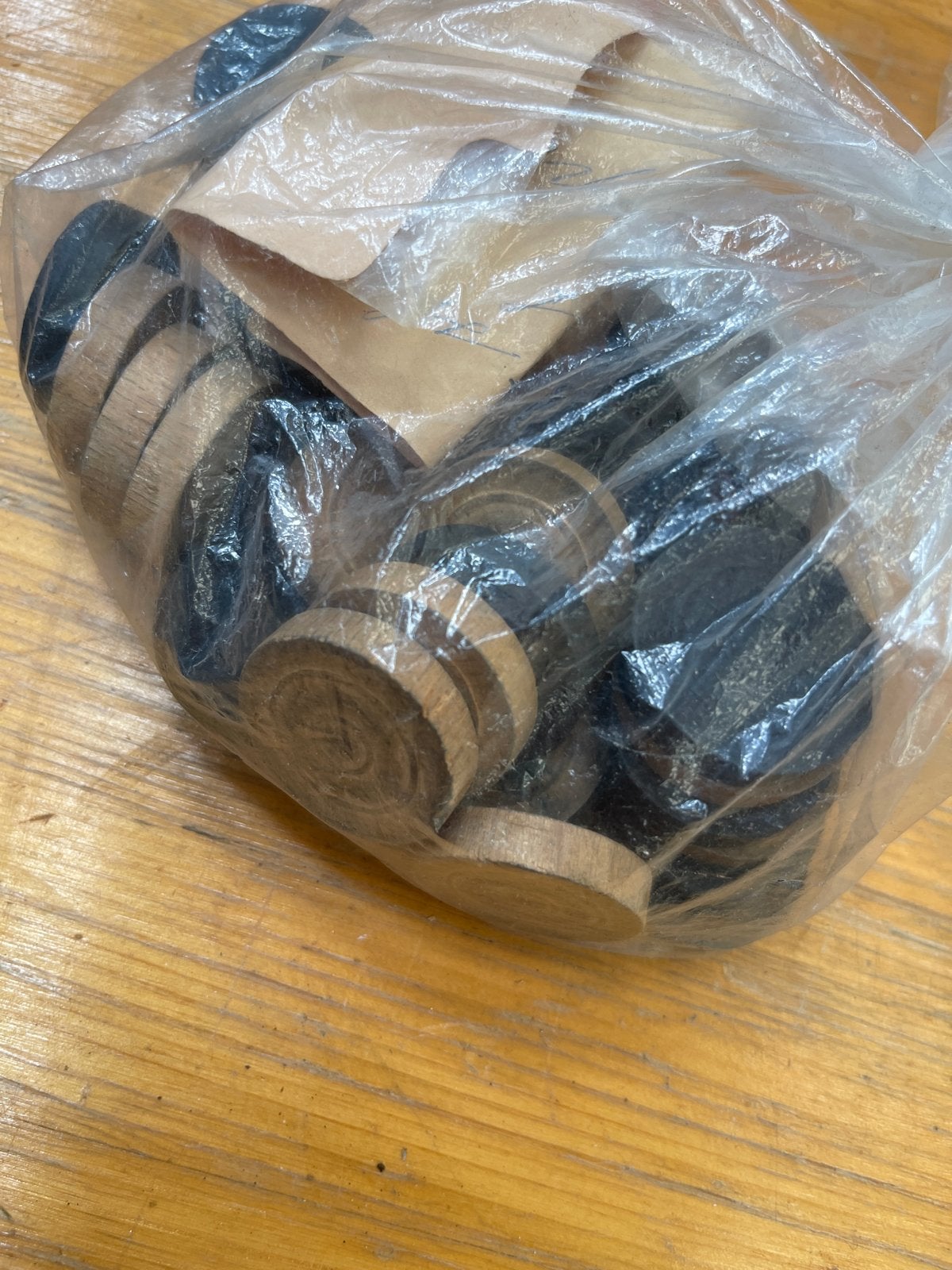 Houten schijven / fiches voor bordspellen, Een of twee spelers, Ophalen, Gebruikt