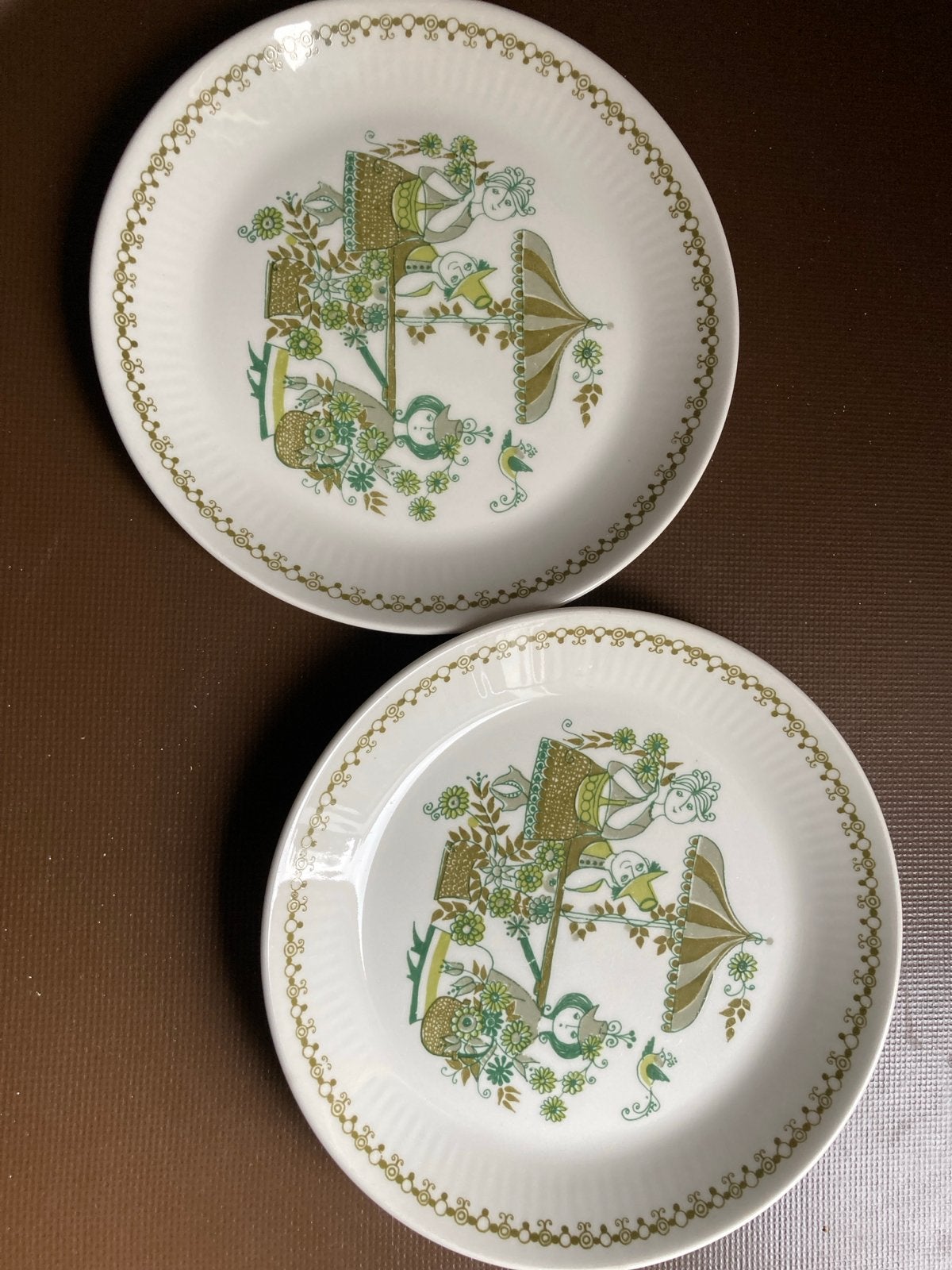 Set van 2 vintage Figgjo Norway 'Market' borden, Ophalen of Verzenden