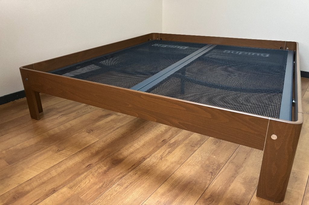 Auping Auronde 1500 Walnoot 180x200 inclusief 2 x spiraal, Huis en Inrichting, Slaapkamer | Bedden, Ophalen, Bruin, Tweepersoons