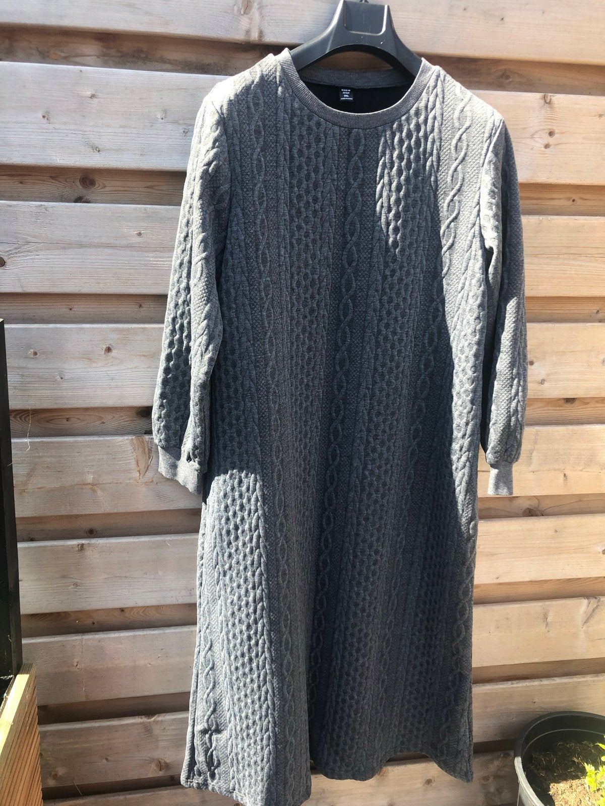 Leuke Shein jurk met kabelpatroon, Kleding | Dames, Jurken, Ophalen, Maat 46/48 (XL) of groter, Zo goed als nieuw, Grijs