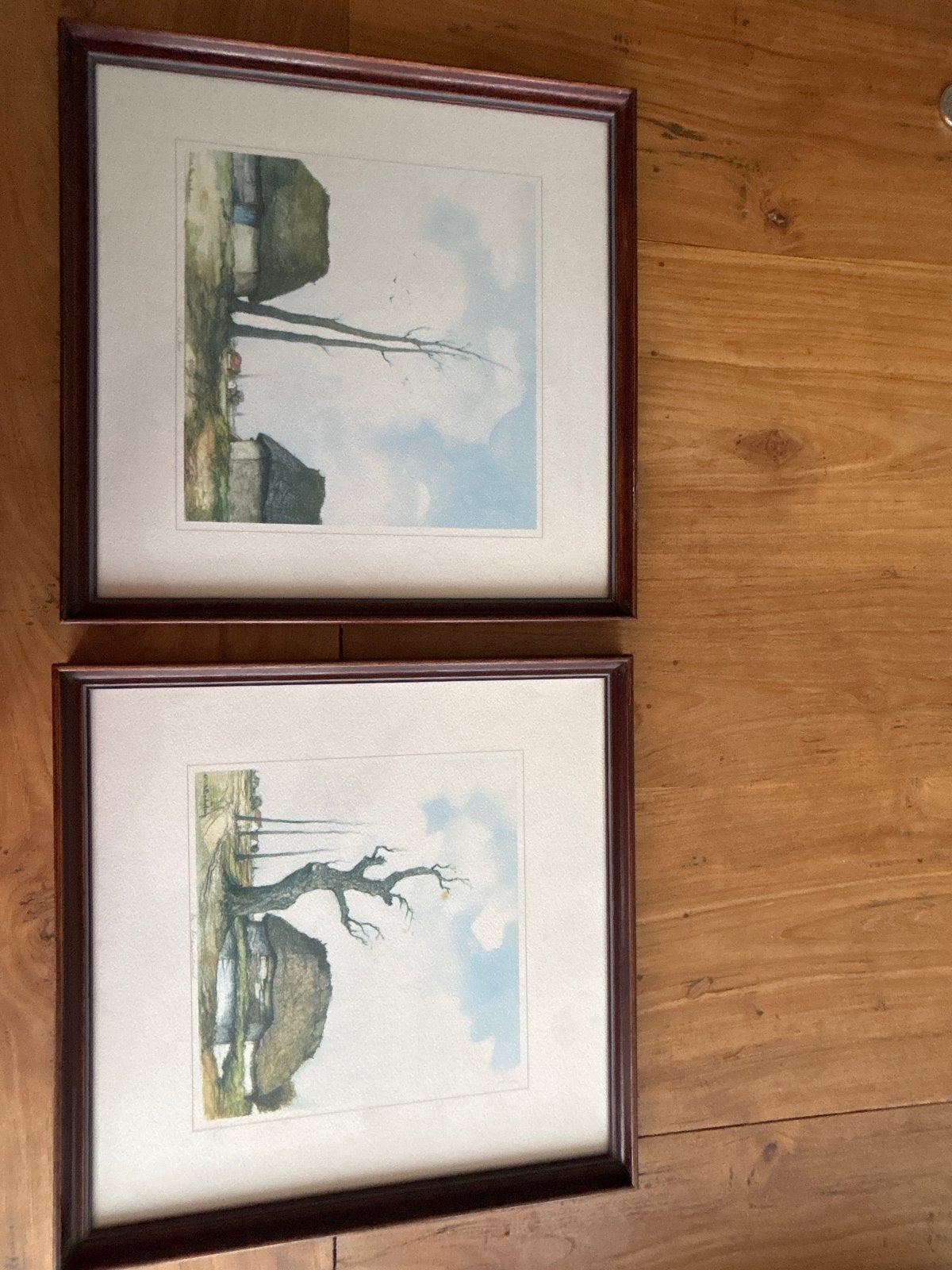 Etsen van rietgedekte boerderijen Dirk Baksteen, Ophalen, Ingelijst, Landschap, 1950 - 1999