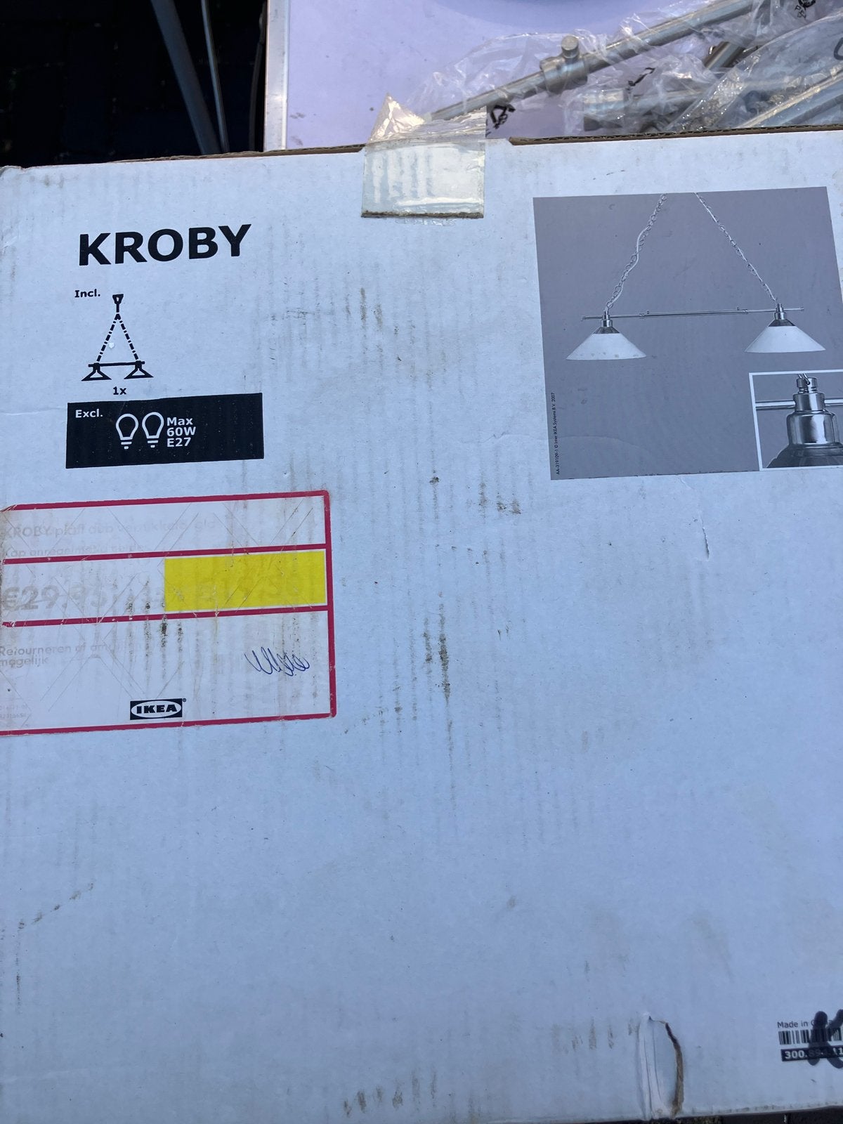 IKEA KROBY Hanglamp met 2 lampen, wit/verchroomd, Ophalen of Verzenden, Nieuw, Glas, E27 (groot)