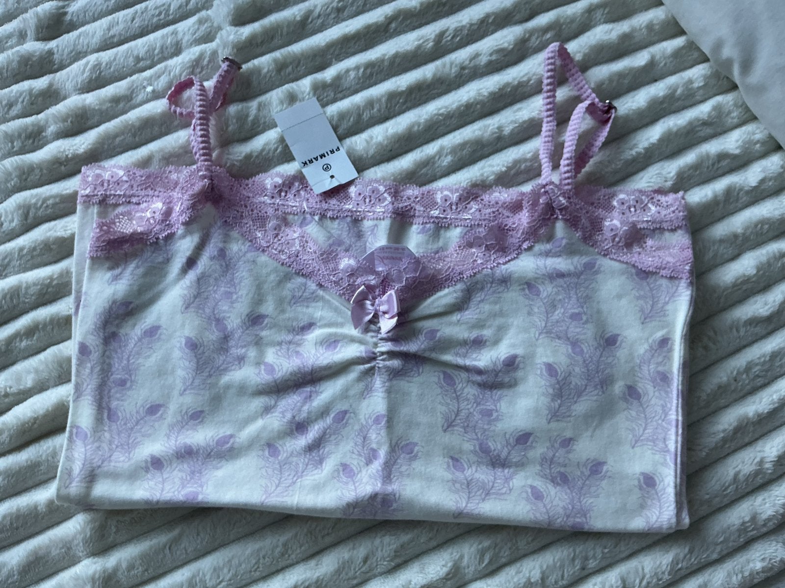 Nieuw Primark Topje met Kant en Pauwenverenprint, Ophalen of Verzenden, Paars, Nachtkleding