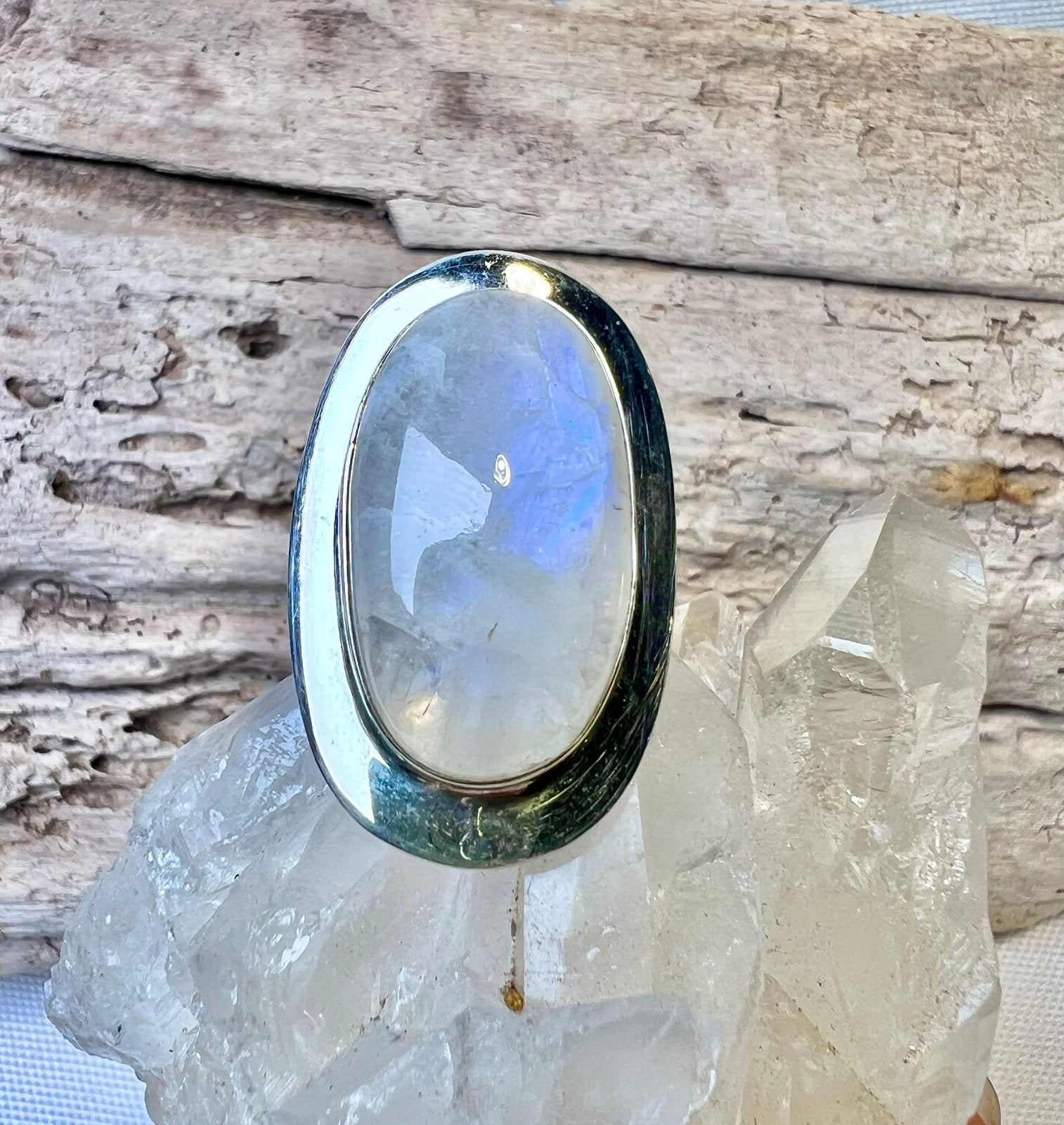 Nieuwe zilveren ring met maansteen, Nieuw, Ophalen of Verzenden, 17 tot 18, Met edelsteen