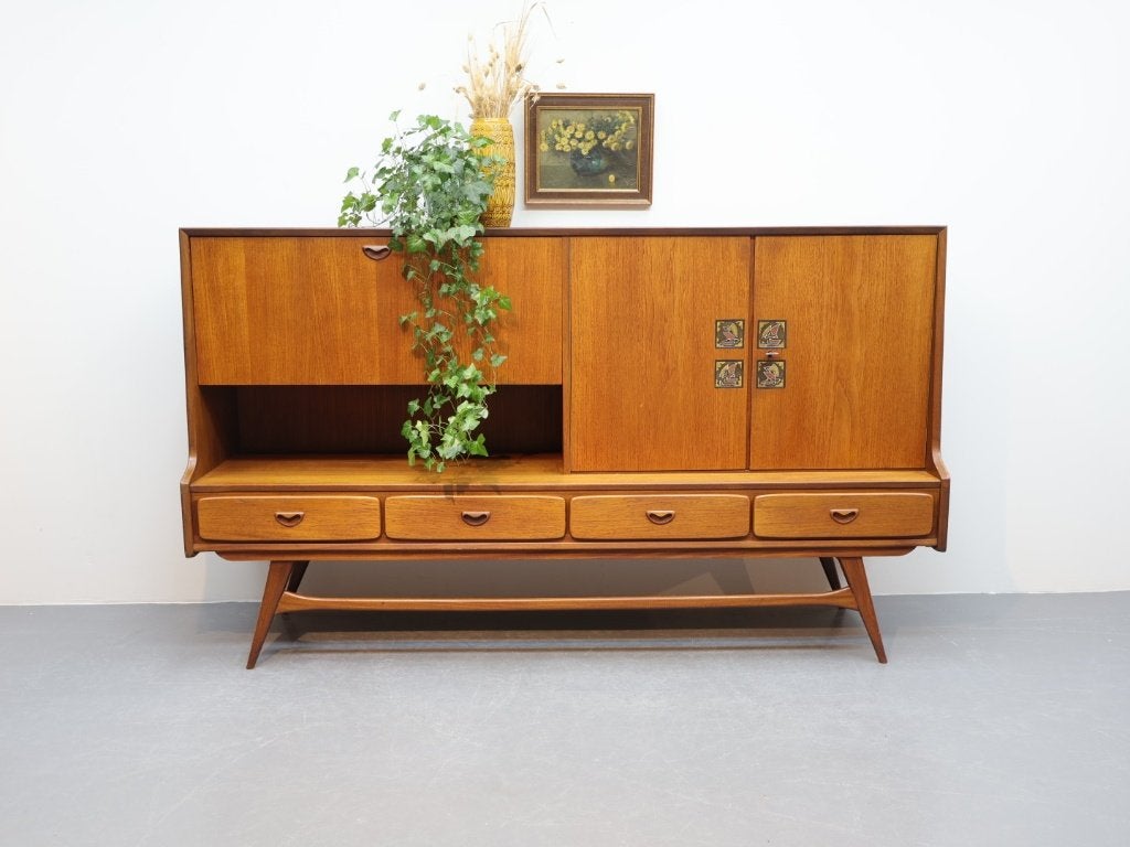 Vintage wandmeubel Louis van Teeffelen Combimeubel 109, Ophalen, Gebruikt, 100 tot 150 cm, Teakhout