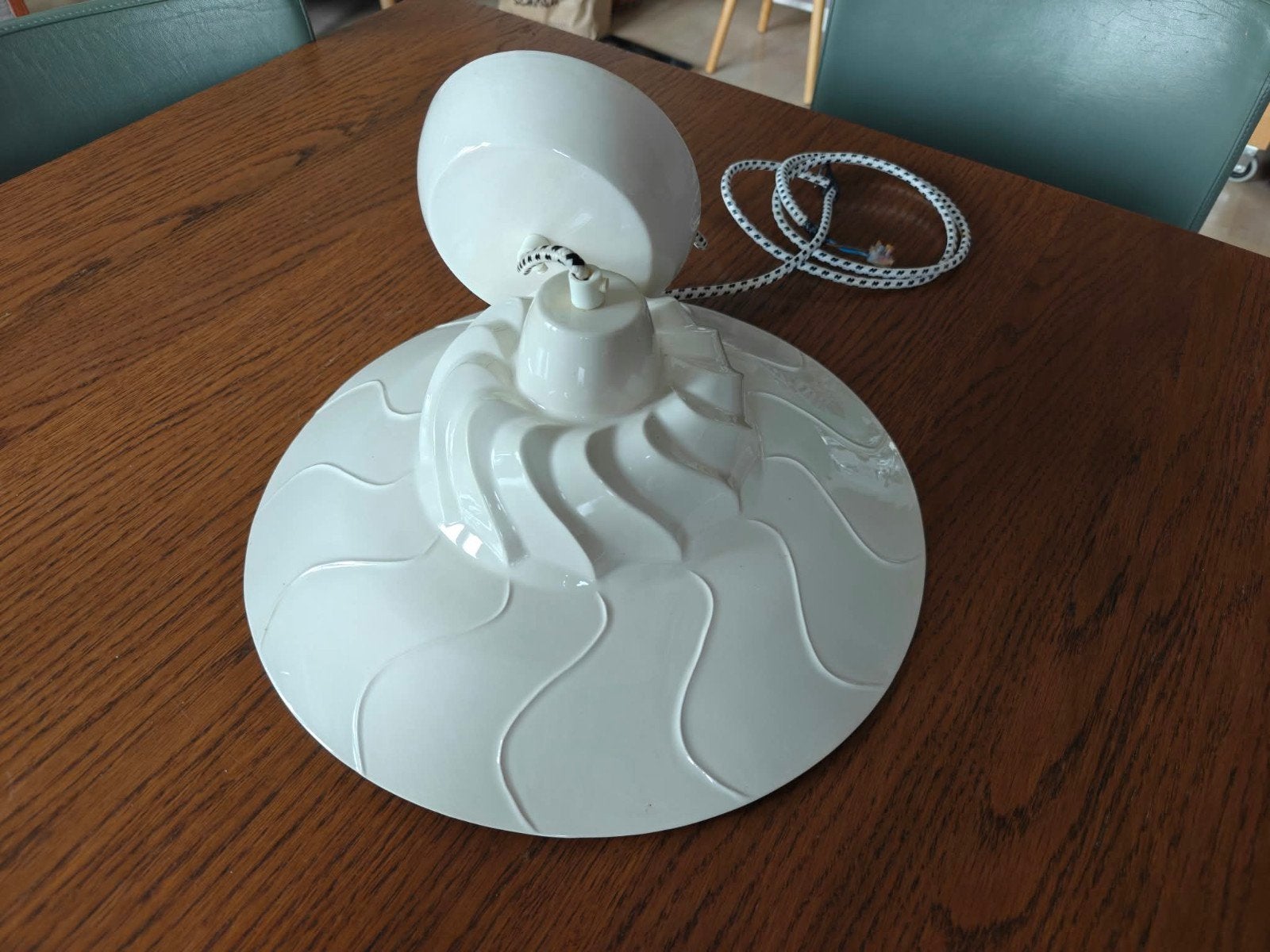 Witte vintage plafondlamp met golvend design, Ophalen, Gebruikt, Minder dan 25 cm, Minder dan 100 cm