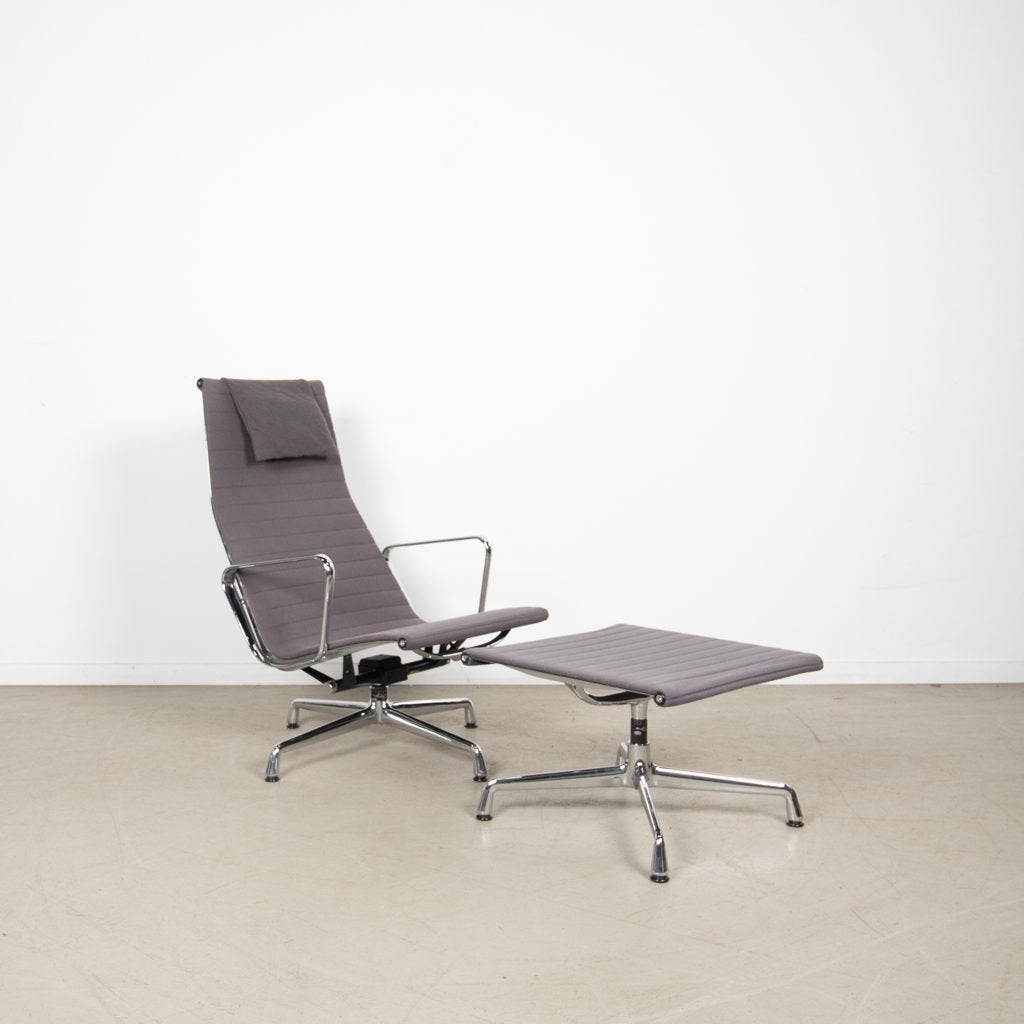 Vitra Eames EA 124 Fauteuil Grijs Hopsak + EA 125 Hocker, Niet ingevuld, Zo goed als nieuw, Niet ingevuld, Niet ingevuld