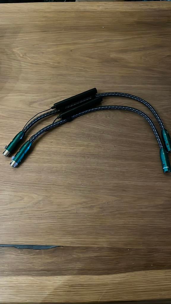 Set originele AudioQuest Columbia XLR + dbs 72v, 50cm, Ophalen of Verzenden, Zo goed als nieuw, Minder dan 2 meter, Interlink-kabel