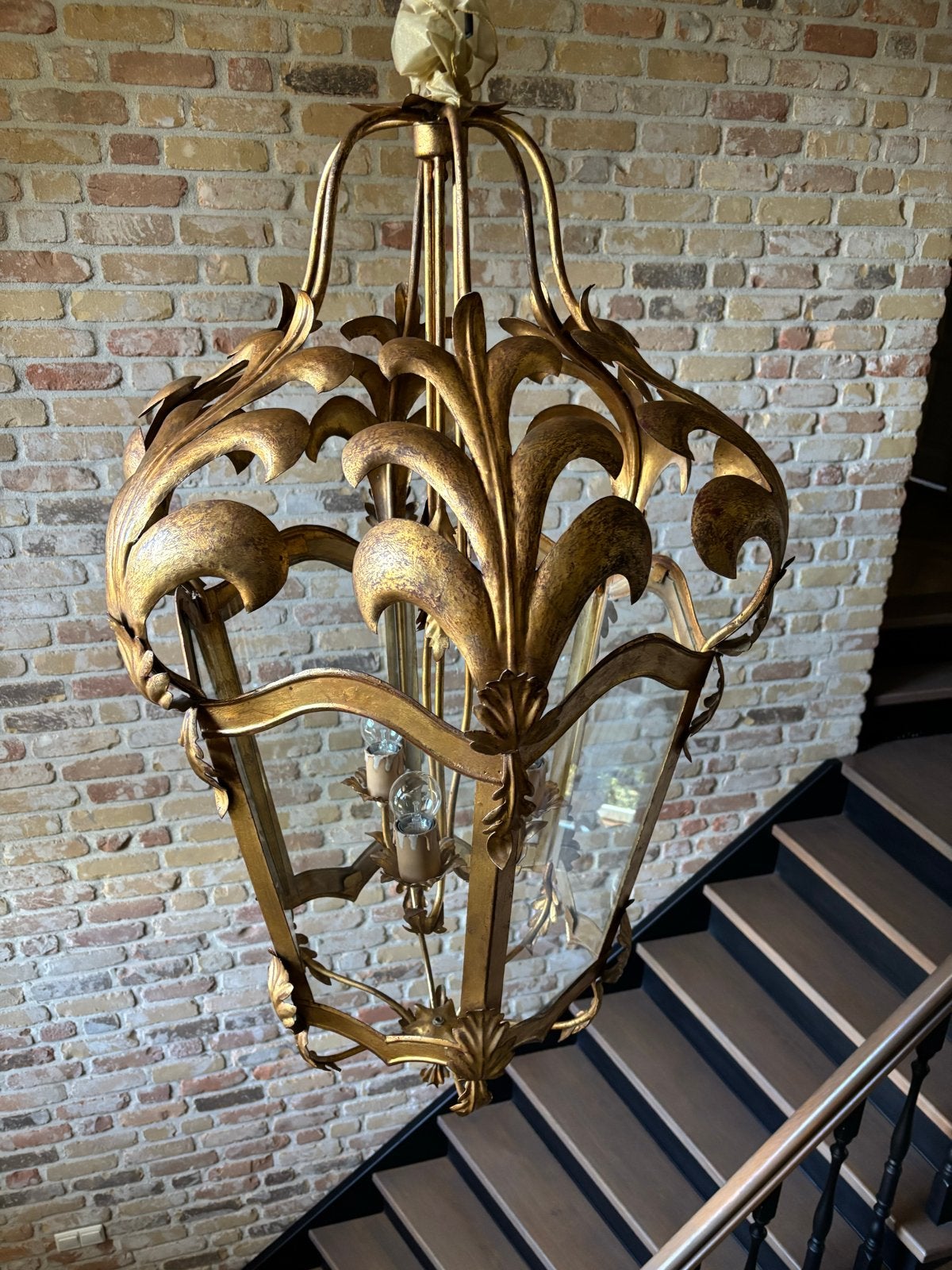 MOET WEG! Grote gouden/bronzen vide hanglamp, Huis en Inrichting, Ophalen, Zo goed als nieuw, Metaal