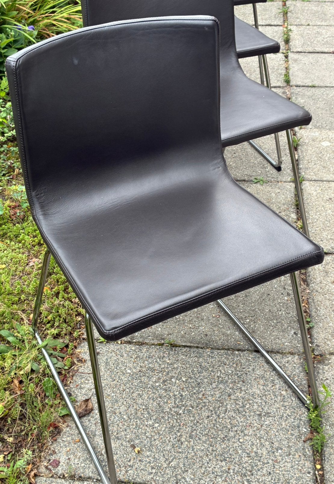 GRATIS Ikea stoelen, bruin leer, 4 stuks, prima conditie, Ophalen, Gebruikt, Bruin, Vier