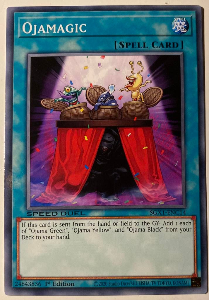 Yu-Gi-Oh! Ojamagic SGX1 1st Edition !, Ophalen of Verzenden, Zo goed als nieuw, Losse kaart