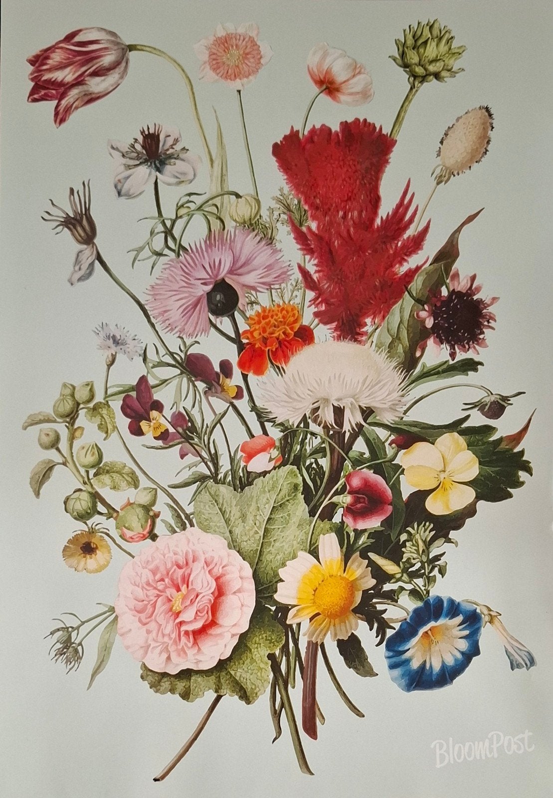 BloomPost Vintage Bloemen Puzzel 1000 stukjes, Ophalen of Verzenden, 500 t/m 1500 stukjes, Zo goed als nieuw, Legpuzzel